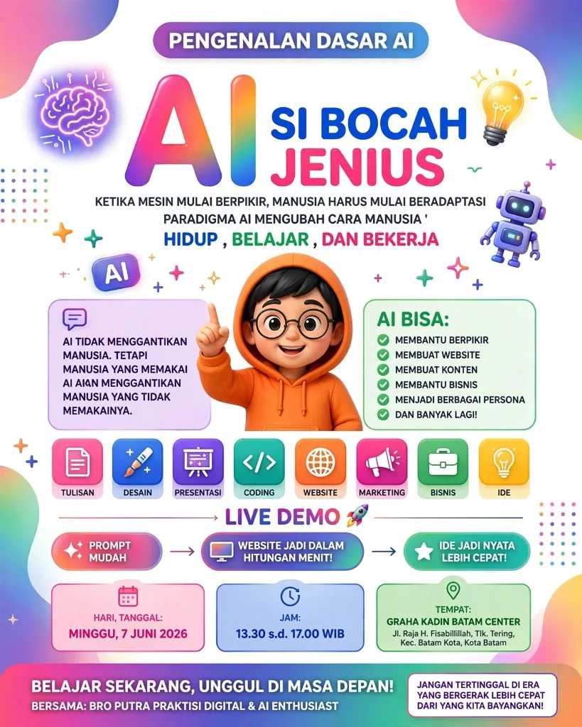 Pamflet Volume #1 Pelatihan AI "Si Bocah Jenius" — Pengenalan Dasar AI